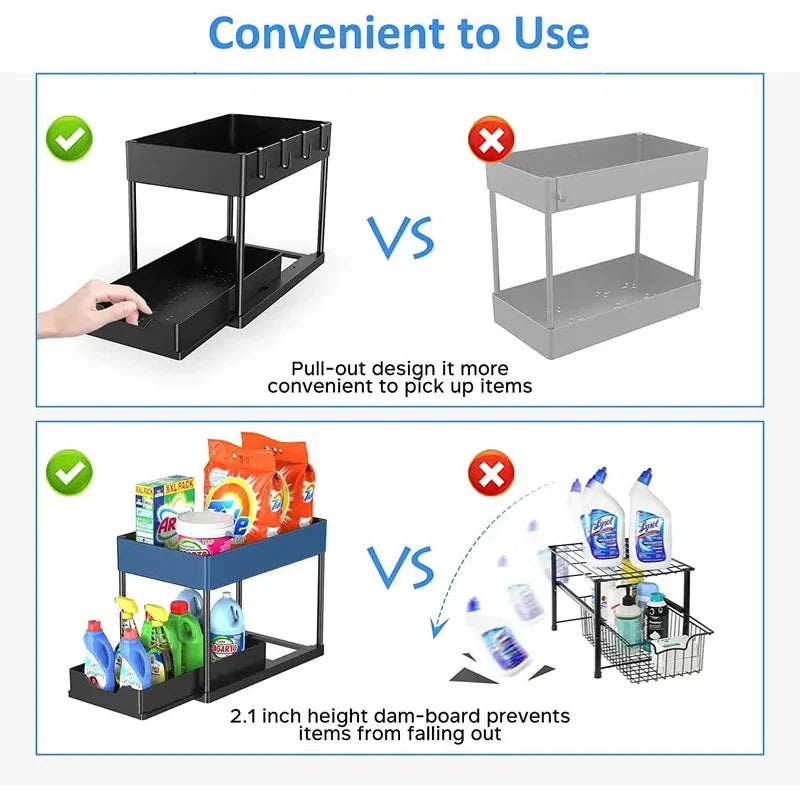 Pull-Out Under Sink Organizer (2-Tier Sliding Storage)