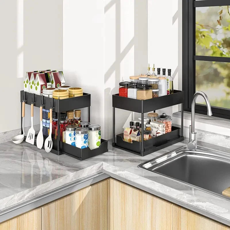 Pull-Out Under Sink Organizer (2-Tier Sliding Storage)