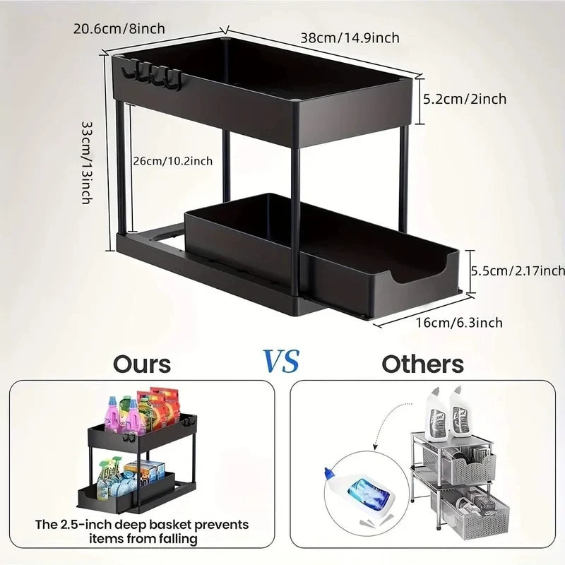 Pull-Out Under Sink Organizer (2-Tier Sliding Storage)