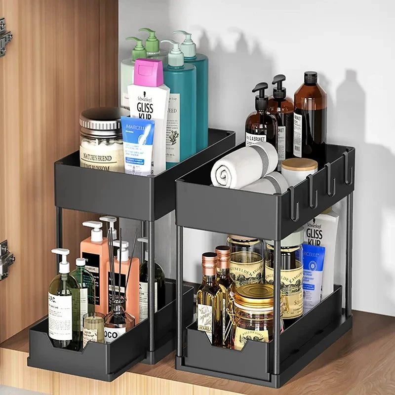 Pull-Out Under Sink Organizer (2-Tier Sliding Storage)