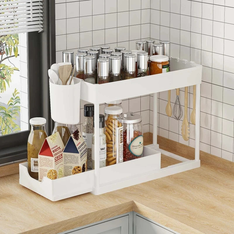 Pull-Out Under Sink Organizer (2-Tier Sliding Storage)